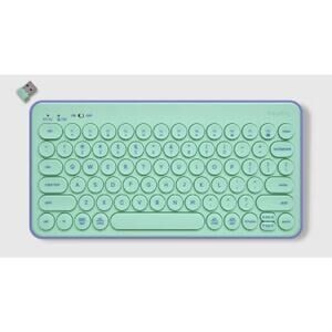 New Heyday Compact Wireless Bluetooth Keyboard with USB Receiver Teal And Purple
